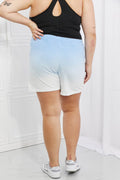 Zenana In The Zone Full Size Dip Dye High Waisted Shorts in Blue - Hovatok