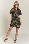 ADORA Floral Button-Up Mini Denim Dress - Hovatok