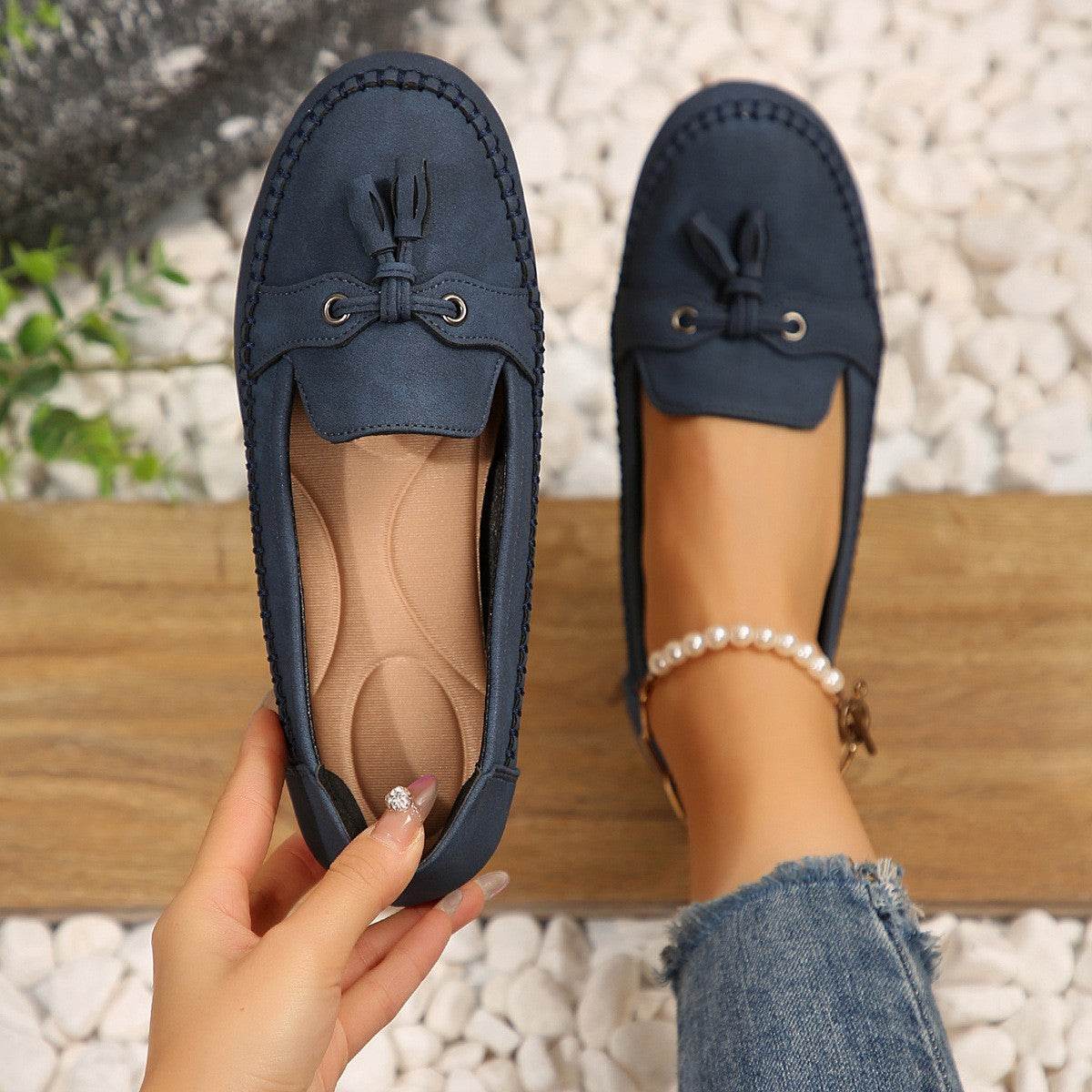 PU Leather Flat Loafers - Hovatok