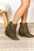 Legend Women's Tassel Wedge Heel Ankle Booties - Hovatok