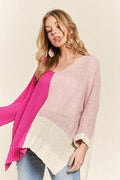 ADORA Side Slit Color Block Long Sleeve Sweater - Hovatok