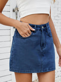 Solid Mini Denim Skirt - Hovatok