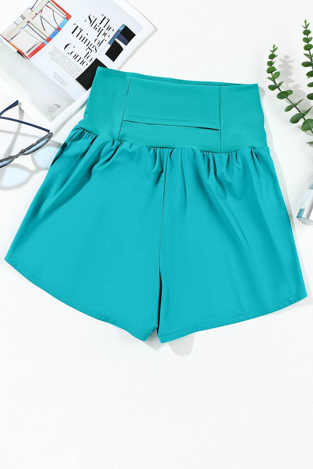 Pocketed High Waist Swim Shorts - Hovatok