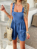 Devine Flower Wide Strap Overalls with Pockets - Hovatok