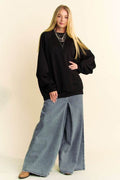 Davi & Dani Round Neck Raglan Sleeve Sweatshirt - Hovatok