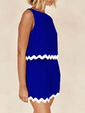 Contrast Trim Round Neck Tank and Shorts Set - Hovatok