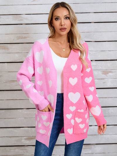 Angel Wings Heart Open Front Long Sleeve Cardigan - Hovatok