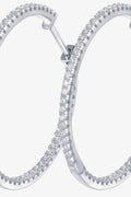 Adored Inlaid Moissanite 925 Sterling Silver Hoop Earrings - Hovatok