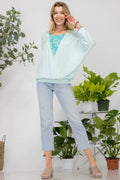 Celeste Full Size Floral Round Neck Top with Two Layer Detail - Hovatok