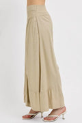 RISEN Shirring Detail Wide Leg Pants - Hovatok