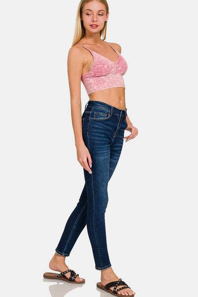 Zenana Washed Ribbed Bra Padded Cami - Hovatok
