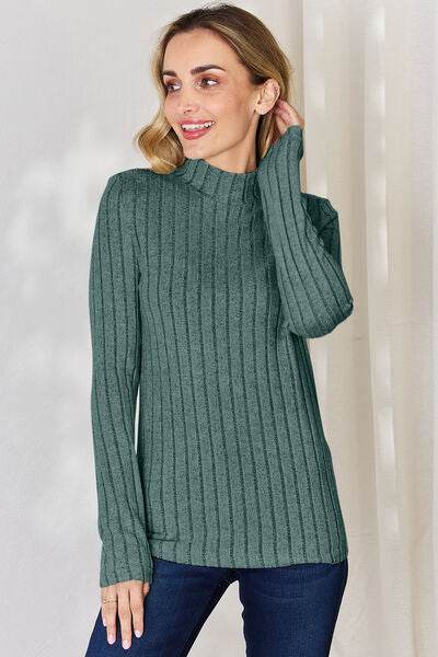 Basic Bae Full Size Ribbed Mock Neck Long Sleeve T-Shirt - Hovatok