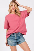 Cesfemme Textured Drop Shoulder T-Shirt - Hovatok
