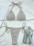 Halter Neck Tie Back Bikini Set - Hovatok