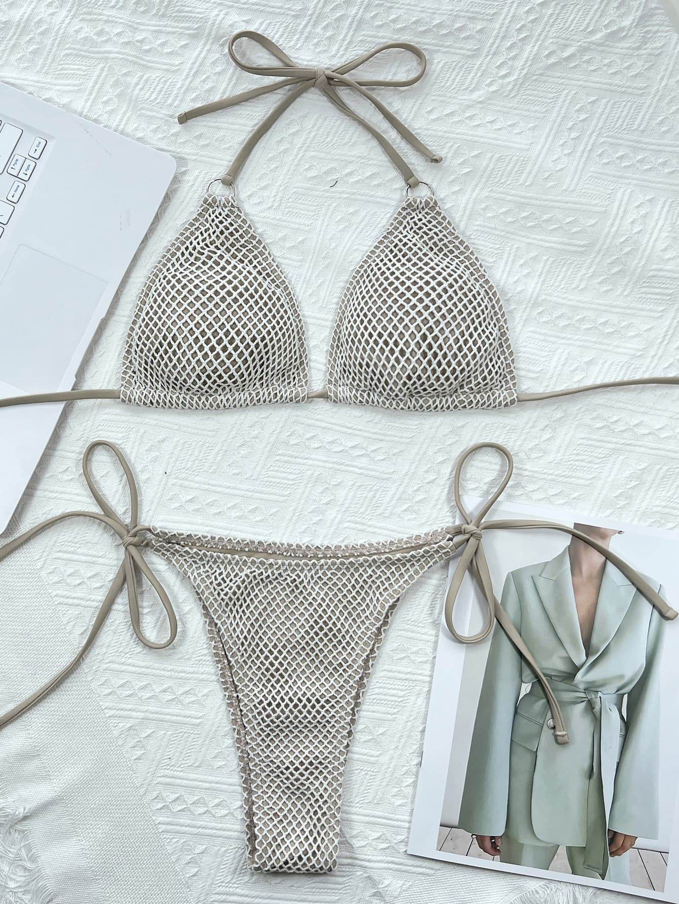 Halter Neck Tie Back Bikini Set - Hovatok