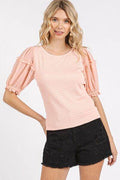 Mittoshop Frill Round Neck Half Sleeve Blouse - Hovatok