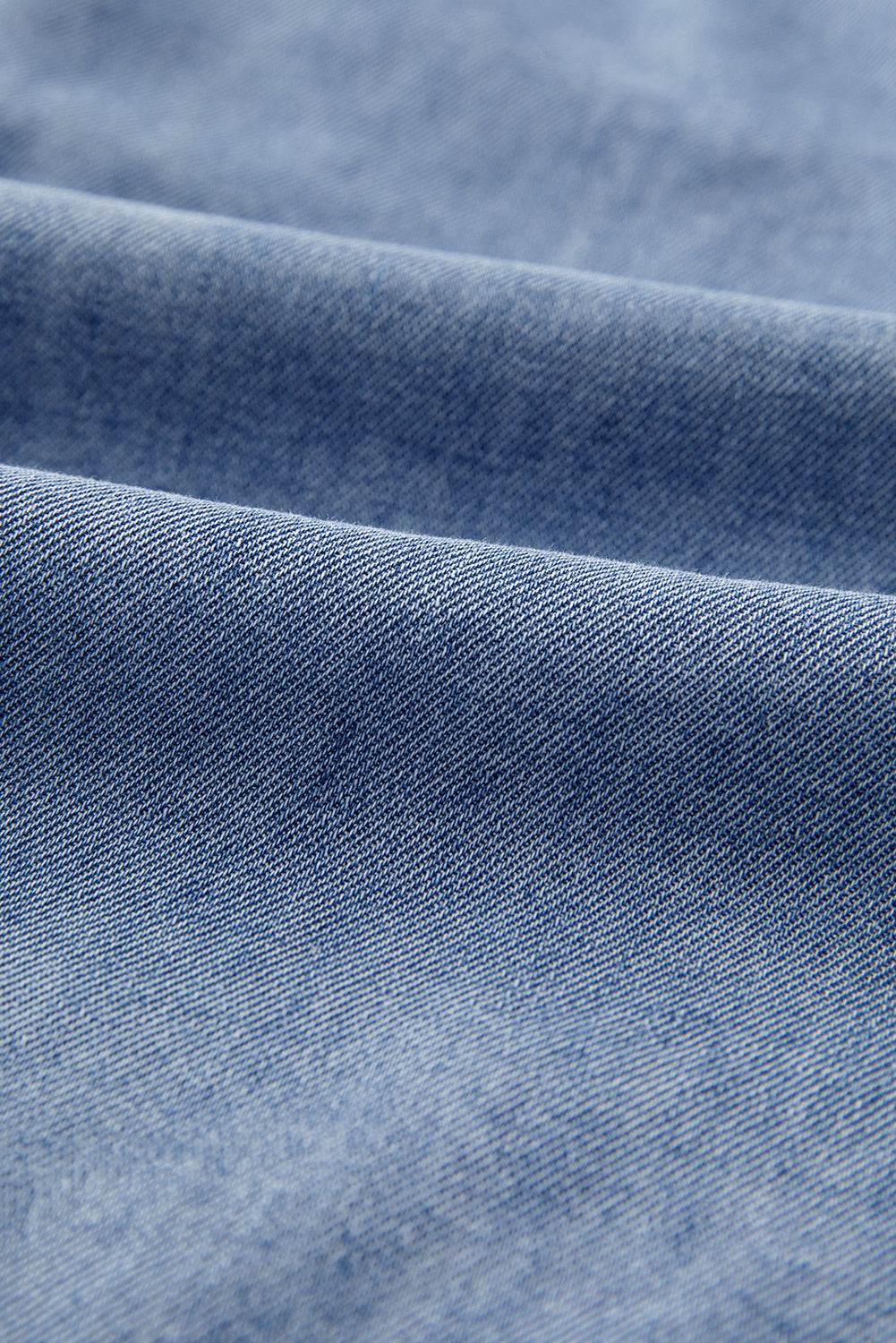 Bow Tie Long Sleeve Denim Top - Hovatok