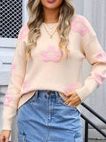 Angel Wings Flower Round Neck Long Sleeve Sweater - Hovatok