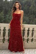 Sequin Backless Split Maxi Dress - Hovatok
