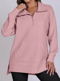 ฺHigh-Low Quarter Zip Long Sleeve Sweatshirt - Hovatok