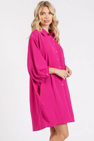 Mittoshop Airflow 3/4 Sleeve Buttoned Shirt Mini Dress - Hovatok