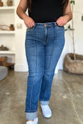 Judy Blue Full Size High Waist Front Seam Detail Straight Jeans - Hovatok