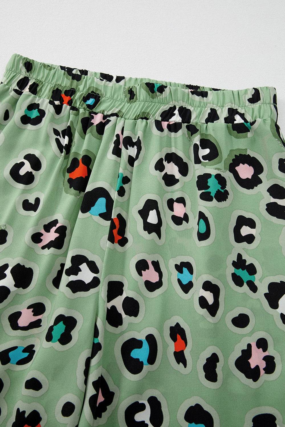 Leopard Collared Neck Top and Pants Set - Hovatok