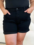 Judy Blue Full Size High Waist Tummy Control Cuffed Denim Shorts - Hovatok