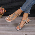 Rhinestone Butterfly Flat Sandals - Hovatok