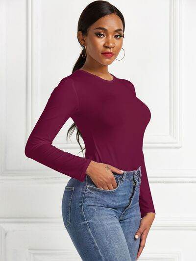 Round Neck Long Sleeve Bodysuit - Hovatok