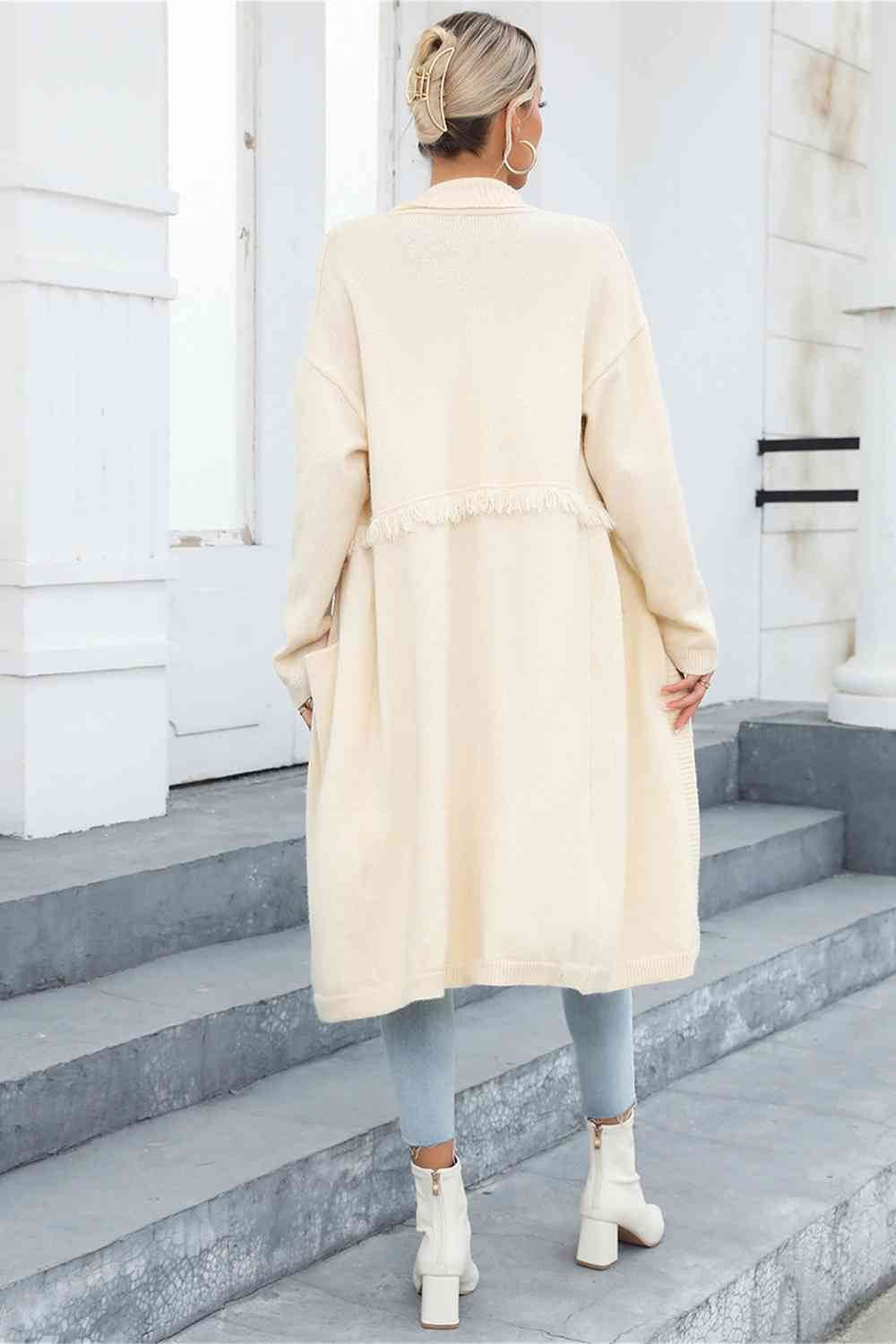 Angel Wings Open Front Pocketed Cardigan - Hovatok