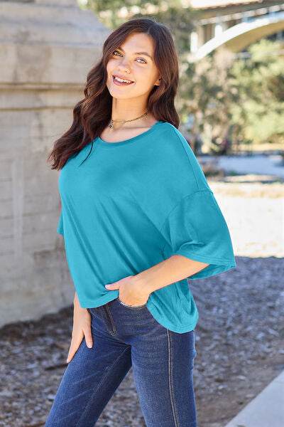 Basic Bae Full Size Round Neck Drop Shoulder T-Shirt - Hovatok