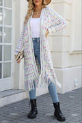 Angel Wings Full Size Multicolored Open Front Fringe Hem Cardigan - Hovatok