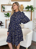 Double Take Full Size Printed Ruffle Hem Long Sleeve Tiered Dress - Hovatok