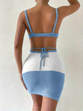 Color Block Scoop Neck Cover Up Dress - Hovatok