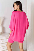 Basic Bae Full Size Soft Rayon Three-Quarter Sleeve Top and Shorts Set - Hovatok