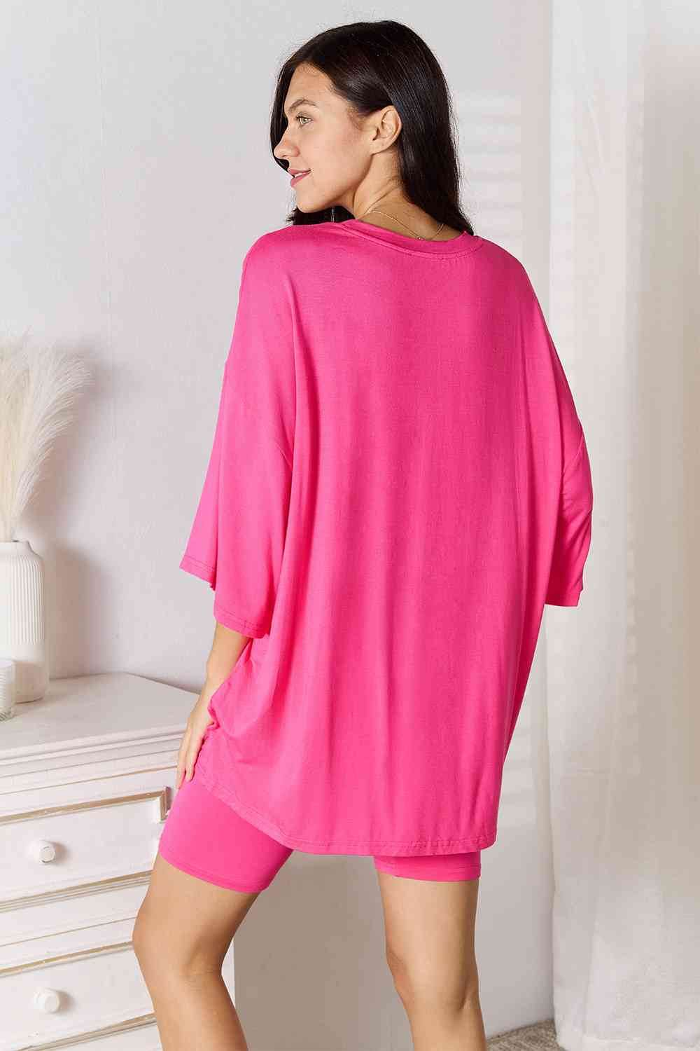 Basic Bae Full Size Soft Rayon Three-Quarter Sleeve Top and Shorts Set - Hovatok