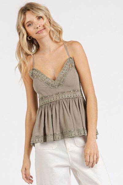 Mittoshop Crisscross Back Lace Detail V-Neck Cami - Hovatok