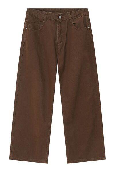 Pocketed Wide Leg Men's Jeans - Hovatok