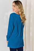 Basic Bae Full Size Ribbed Round Neck Slit T-Shirt - Hovatok