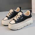 Lace Up Round Toe Platform Sneakers - Hovatok