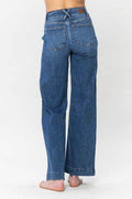 Judy Blue Full Size Double Button Wide Leg Jeans - Hovatok