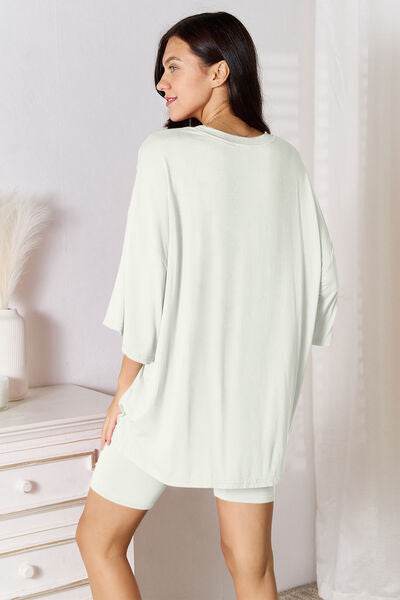 Basic Bae Full Size Soft Rayon Three-Quarter Sleeve Top and Shorts Set - Hovatok