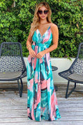 Crisscross Printed Surplice Cami Dress - Hovatok
