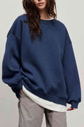 Oversize Round Neck Dropped Shoulder Sweatshirt - Hovatok