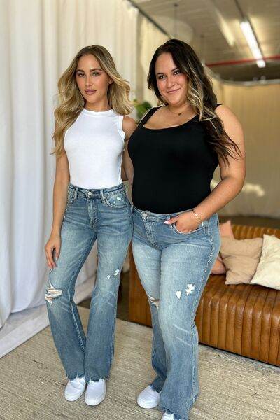 Judy Blue Full Size Medium Rise Tummy Control Destroy Flare - Hovatok