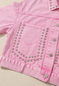Studded Button Up Denim Jacket - Hovatok