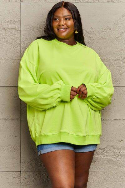 Full Size Round Neck Long Sleeve Sweatshirt - Hovatok