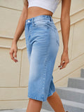 High Waist Denim Shorts with Pockets - Hovatok
