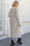 Angel Wings Full Size Multicolored Open Front Fringe Hem Cardigan - Hovatok